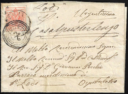 1852 - 5 Cent. Rosso, III Tipo, Carta A Mano (5), Perfetto, Su Sovracoperta Di Lettera Da Brescia Ad... - Lombardo-Vénétie