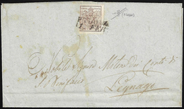 1851 - 30 Cent. Bruno, I Tiratura (7b), Riutilizzato In Frode Postale Previo Tentativo Di Lavaggio D... - Lombardije-Venetië