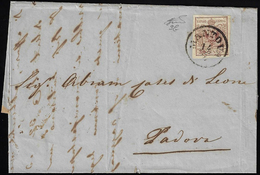 1856 - 30 Cent. Bruno Cioccolato, II Tipo, Carta A Mano (9b), Perfetto, Su Lettera Da Mantova 14/2/1... - Lombardije-Venetië