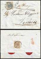 1852 - 45 Cent. Azzurro Ardesia, II Tipo, E, Al Verso, 30 Cent. Bruno, I Tipo, Entrambi Carta A Mano... - Lombardo-Venetien