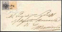 1851 - 5 Cent. Giallo Ocra, Stampa Recto-verso, Controstampa Capovolta, 10 Cent. Nero Intenso (13,2d... - Lombardo-Veneto