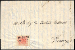 1851 - 15 Cent. Rosso Vermiglio Intenso, Carta A Coste Verticali (14b), Perfetto, Su Lettera Del 18/... - Lombardije-Venetië