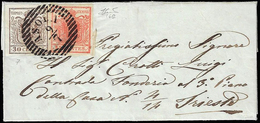 1851 - 15 Cent. Rosso Vermiglio Intenso, Carta A Coste Verticali, 30 Cent. Bruno, I Tipo, Carta A Ma... - Lombardo-Vénétie