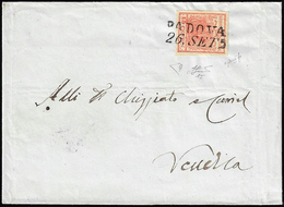 1851 - 15 Cent. Rosso Vermiglio, II Tipo, Carta A Coste Verticali (15), Perfetto, Su Lettera Da Pado... - Lombardy-Venetia