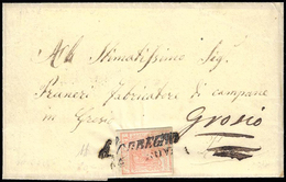 1854 - 15 Cent. Rosso Vermiglio, Carta A Macchina (20), Perfetto, Su Sovracoperta Di Lettera Da Morb... - Lombardy-Venetia