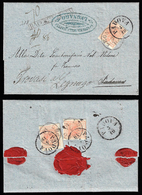 1858 - 15 Cent. Rosa Salmone, Carta A Macchina (20d), Tre Esemplari Recto/verso, Perfetti, Su Letter... - Lombardy-Venetia