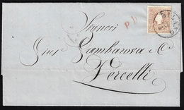 1859 - 10 Soldi Bruno, I Tipo (26), Separato Con Le Forbici Su Due Lati, Su Lettera Da Milano 22/1/1... - Lombardy-Venetia