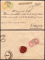 1863 - 2 Soldi Giallo, 3 Soldi Verde, Perfetti, 5 Soldi Rosa (36,42,43), Due Esemplari Al Verso, Per... - Lombardo-Veneto