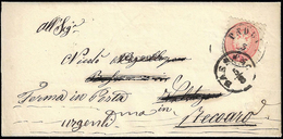 1864 - 5 Soldi Rosa, Dent. 9 1/2 (43), Perfetto, Su Sovracoperta Di Lettera Da Padova 3/8 A Bassano,... - Lombardije-Venetië