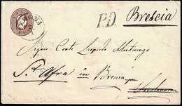 1861 - 10 Soldi Bruno Rosso, Busta Postale, II Tipo (11), Perfetta, Da Verona 2/1 A Verolanuova, Ris... - Lombardo-Vénétie