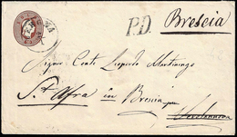 1861 - 10 Soldi Bruno Rosso, Busta Postale, II Tipo (11), Perfetta, Da Verona 2/1 A Verolanuova, Ris... - Lombardy-Venetia