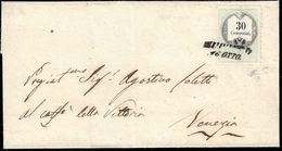 1854 - 30 Cent. Marca Da Bollo Tipografica (4), Perfetto, Su Sovracoperta Di Lettera Da Auronzo 16/1... - Lombardo-Vénétie