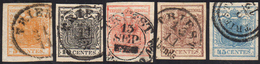 1850/55 - 5 Cent., 10 Cent., 15 Cent., 30 Cent., 45 Cent. (1h,2d,6c,21a,10c), Perfetti, Usati A Tren... - Lombardo-Vénétie