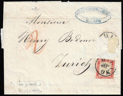 1859 - 40 Cent. Rosso Scarlatto (Sardegna 16A), Difettoso, Su Lettera, Un Francobollo Mancante, Da M... - Lombardije-Venetië