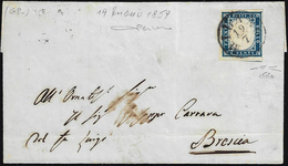 1859 - 20 Cent. Cobalto Oltremare (15Ba), Perfetto, Su Sovracoperta Di Lettera Da Milano 19/7/1859 A... - Lombardo-Venetien