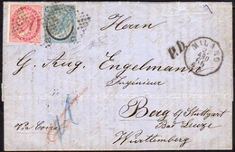 1866 - 40 Cent. De La Rue, Tiratura Di Torino, E 20 Cent. Su 15 Cent. Ferro Di Cavallo, III Tipo (T2... - Lombardo-Vénétie