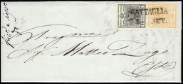 BATTAGLIA, SD Punti 5 - 5 Cent. Giallo Ocra, 10 Cent. Nero (1,2), Perfetti, Su Lettera Del 4/9/1853 ... - Lombardo-Vénétie