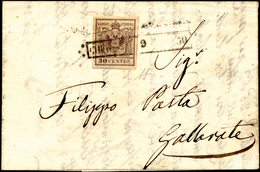 CHIAVENNA, R50 Punti 12 - 30 Cent. (7), Perfetto, Su Lettera Del 9/8/1850 Per Gallarate. Bella E Rar... - Lombardo-Venetien