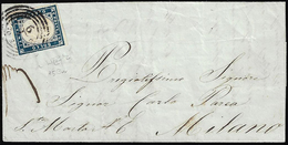 CORTE OLONA, C4 Punti 12 - 20 Cent. (Sassone 15Ba), Perfetto, Su Lettera Del 1/9/1859. Rara. Cert. R... - Lombardo-Veneto