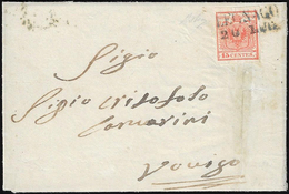LEGNAGO, SD Azzurro Punti 12 - 15 Cent. (3a), Perfetto, Su Lettera Del 20/7/1850 Per Rovigo. Rara. C... - Lombardo-Vénétie