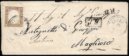 MACCAGNO, C2 Punti 11 - 10 Cent. (Sardegna 14Ba), Perfetto, Su Sovracoperta Di Lettera Del 22/1/1861... - Lombardo-Veneto