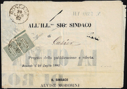 1882 - 1 Cent. De La Rue, Tiratura Di Torino, Bordo Di Foglio In Alto Con Linea Di Colore (T14gd), I... - Other & Unclassified