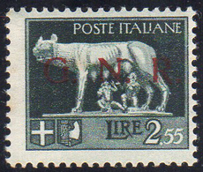1943 - 2,55 Lire Soprastampa Spaziata G.N.R. Di Brescia, (483A), Gomma Originale Integra, Perfetto. ... - Other & Unclassified