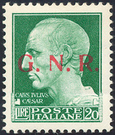 1943 - 20 Lire Soprastampa G.N.R. Di Brescia, II Tipo (487/II), Nuovo, Gomma Originale Integra, Perf... - Altri & Non Classificati