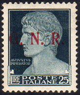 1943 - 25 Lire Soprastampa G.N.R. Di Brescia, III Tipo (488/III), Gomma Originale Integra, Perfetto.... - Altri & Non Classificati