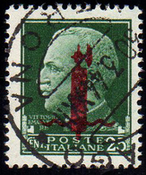 1944 - 25 Cent. Soprastampato Fascio In Rosso (490), Usato, Perfetto. Raro. Raybaudi, Cert. Ferrario... - Altri & Non Classificati