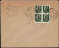 1944 - 25 Cent. Soprastampa Fascio In Rosso (490), Splendido E Perfetto Blocco Di Quattro, Usato A V... - Autres & Non Classés