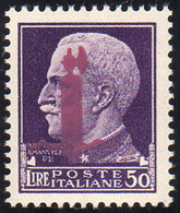 1944 - 50 Lire Soprastampa Fascio In Lilla, Tiratura Di Firenze (500), Gomma Integra, Perfetto. Raro... - Other & Unclassified