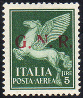 1944  - 5 Lire Soprastampa G.N.R. Di Brescia, II Tipo (123/II), Varietà "N" Incompleta, Gomma Origin... - Autres & Non Classés