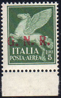 1943 - 5 Lire Soprastampa G.N.R. Di Brescia, III Tipo (123/III), Bordo Di Foglio, Gomma Integra, Per... - Sonstige & Ohne Zuordnung