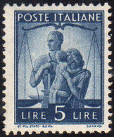 1945 - 5 Lire Democratica, Pos. ND (Sass. Spec. 13 ND, € 400), Gomma Integra, Perfetto.... - Autres & Non Classés