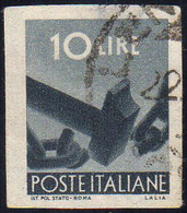 1945 - 10 Lire Democratica, Non Dentellato (558h), Usato, Lieve Assottigliamento Al Verso. Raro. Cer... - Altri & Non Classificati