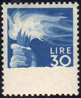 1947 - 30 Lire Democratica, Stampa Parziale, Senza Diciture "poste Italiane" (563g), Nuovo, Gomma Or... - Other & Unclassified