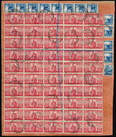 1948 - 100 Lire Democratica (565), Mezzo Foglio Di 50 Esemplari, Con Complementari, Su Grande Framme... - Other & Unclassified