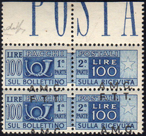 PACCHI POSTALI 1947 - 100 Lire Soprastampa Su Due Righe, Dent. 13 1/4, Soprastampa Obliqua (9/If), C... - Autres & Non Classés