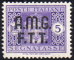 SEGNATASSE 1947 - 5 Lire, Senza Filigrana (4A), Gomma Originale Integra, Perfetto. Molto Raro. Cert.... - Other & Unclassified