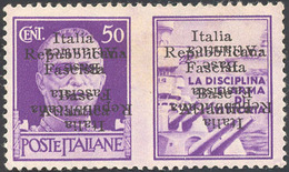 BASE ATLANTICA 1943 - 50 Cent. Marina, Doppia Soprastampa Di Cui Una Capovolta (20a), Senza Gomma, P... - Zonder Classificatie