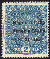 VENEZIA GIULIA 1918 - 2 K. Soprastampato, Carta Con Fili Di Seta (15/I), Usato, Perfetto. Ferrario.... - Sonstige & Ohne Zuordnung