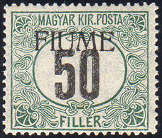 FIUME SEGNATASSE 1918 - 50 F. Verde E Nero, Soprastampa A Macchina Spostata In Alto (C3c), Gomma Int... - Sonstige & Ohne Zuordnung