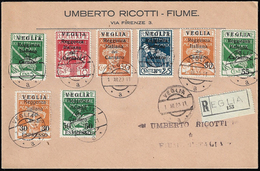 VEGLIA 1920 - Soprastampa Piccola (5/10+E), Perfetti, Su Busta Raccomandata Da Veglia 1/12/1920 A Fi... - Autres & Non Classés