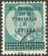 LUBIANA 1941 - 75 P. Verde, NON EMESSO (62), Perfetto, Usato. Si Conoscono Solo, Allo Stato Di Usato... - Other & Unclassified