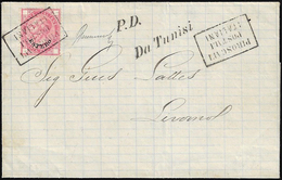 TUNISI 1874 - 40 Cent. Soprastampato (7), Perfetto, Su Sovracoperta Di Lettera Da Tunisi 1/9/1874 A ... - Autres & Non Classés