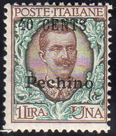 PECHINO 1918 - 40 Cent. Su 1 Lira (26), Gomma Integra, Perfetto.... - Altri & Non Classificati