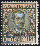 1916 - 10 Lire Floreale Soprastampato (40), Gomma Integra, Perfetto. Cert. Raybaudi.... - Eritrea