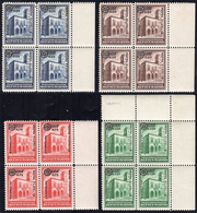 1934 - Soprastampati Fiera Di Milano (180/183), Blocchi Di Quattro, Gomma Integra, Perfetti. Cert. G... - Sonstige & Ohne Zuordnung