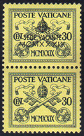 1939 - 30 Cent. Sede Vacante, Coppia Di Cui Uno Senza Soprastampa (65d), Gomma Integra, Perfetta. Mo... - Other & Unclassified